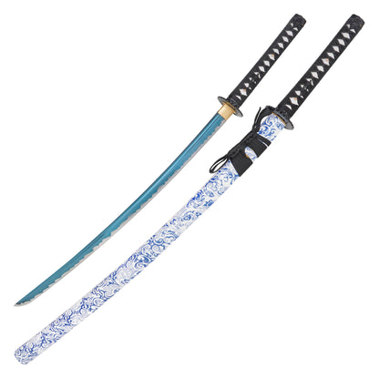 ONIKIRI - 39" Blue Floral Carbon Steel Katana | Katana