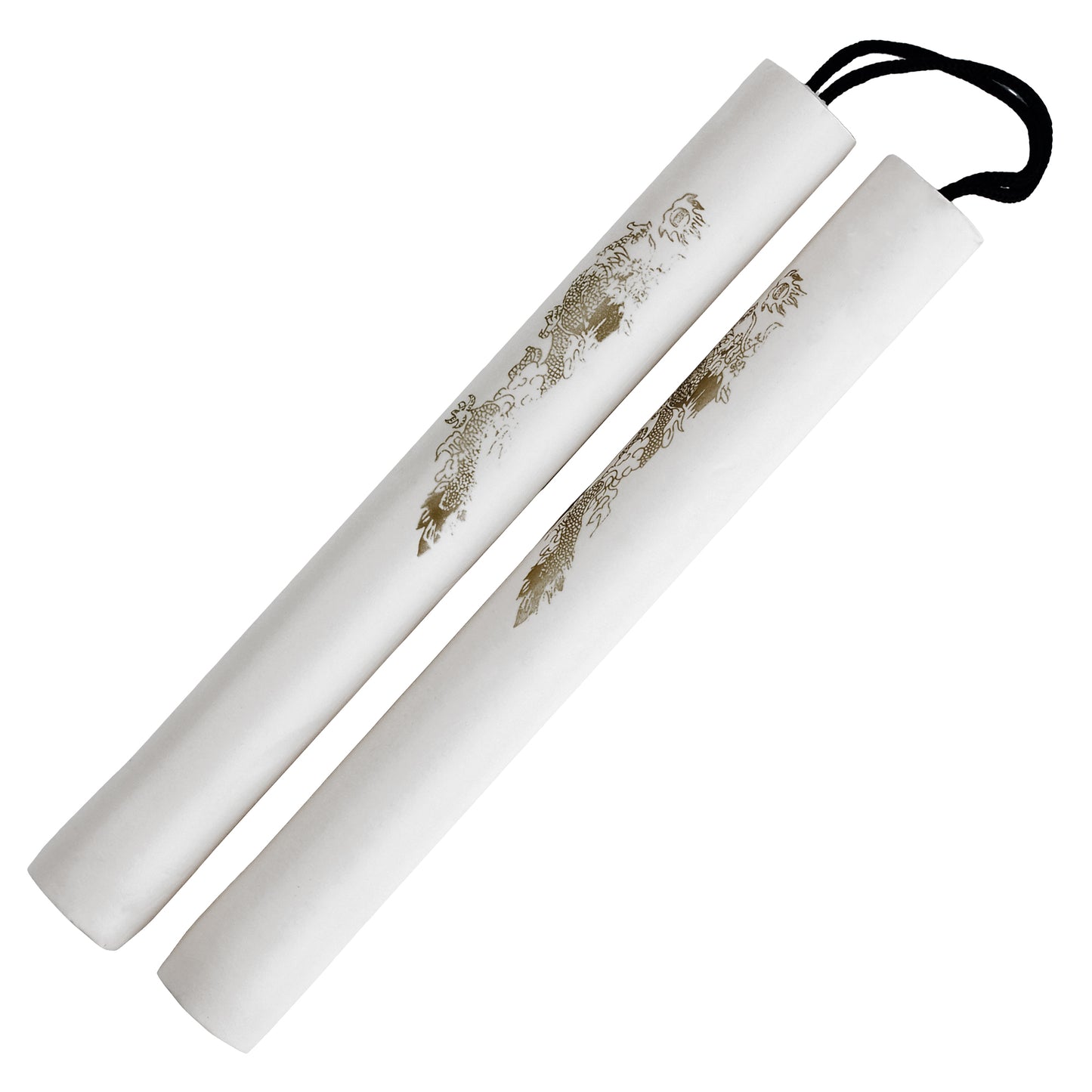 12" White Gold Dragon Foam Nunchaku | Martial Arts Training Weapon