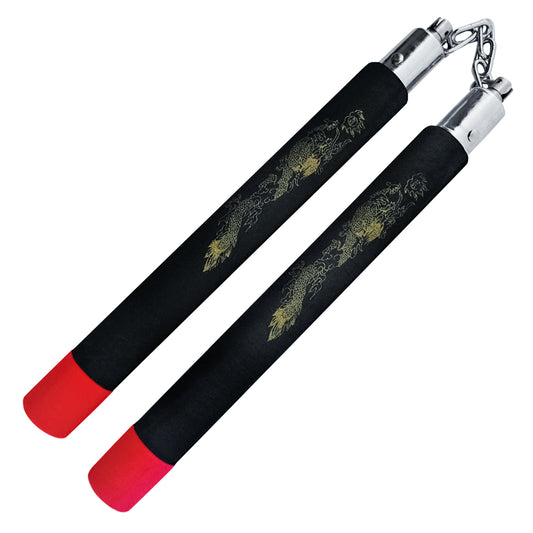 12" Black Foam Dragon Nunchaku | Martial Arts Training Weapon