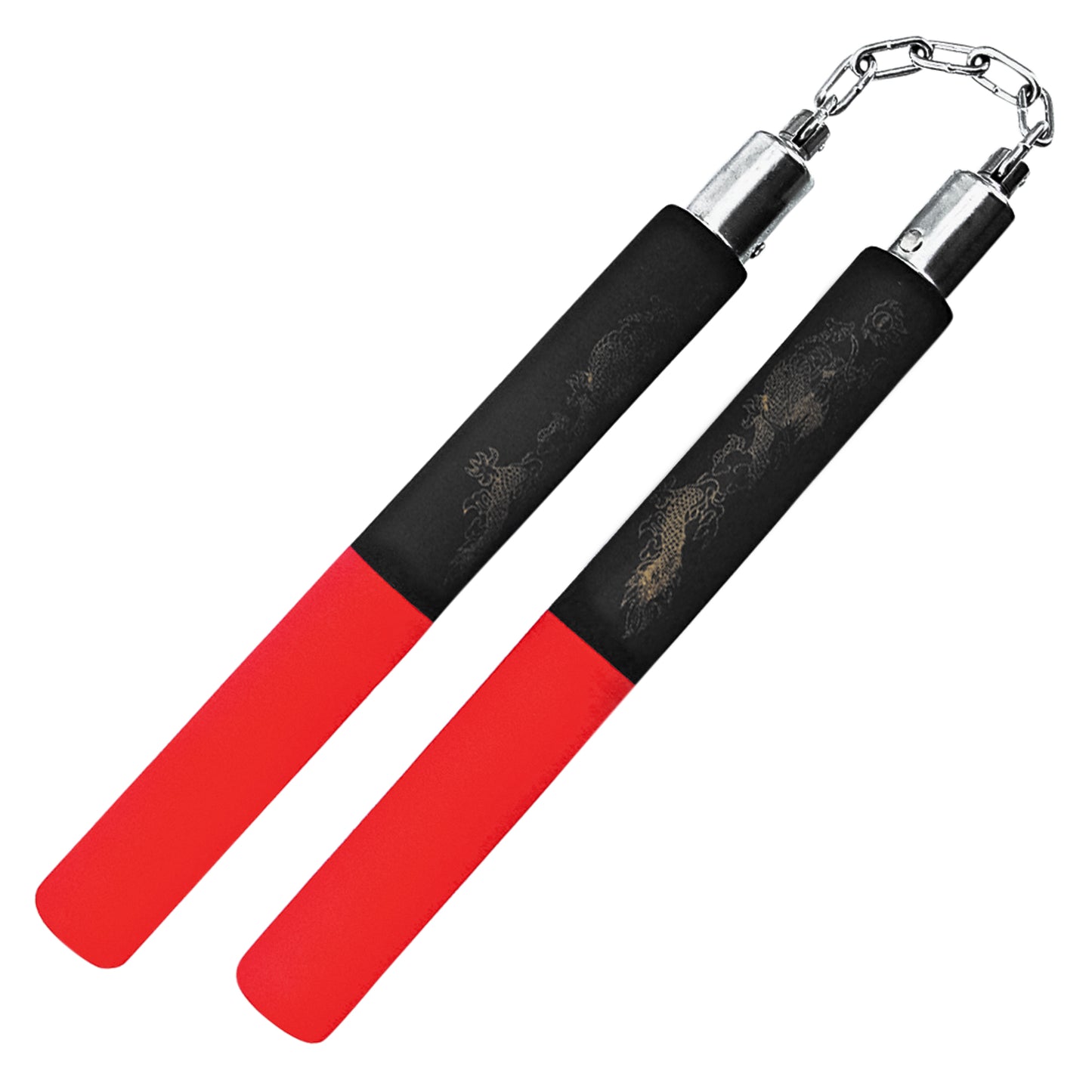 12" Black & Red Dragon Foam Nunchaku | Martial Arts Training Weapon