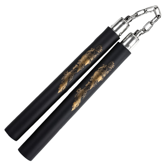 12" Black Foam Dragon Nunchaku | Martial Arts Training Weapon