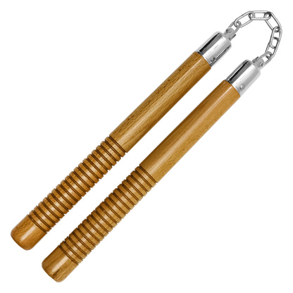 12.25" Ridged Wooden Nunchucks