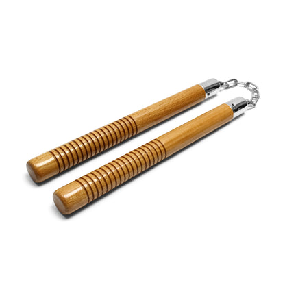 12.25" Ridged Wooden Nunchucks