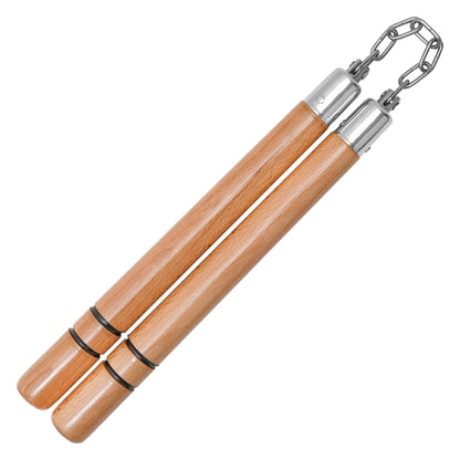 30.5" Natural Wood Chained | Practice Nunchucks