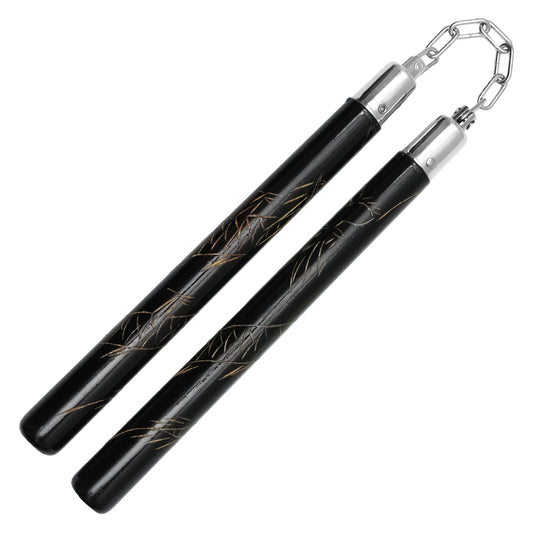 12.25" Black Dragon Wooden Nunchucks