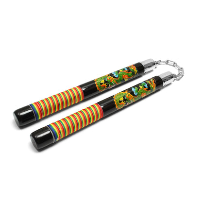 12.25" Black Wooden Dragon Nunchucks