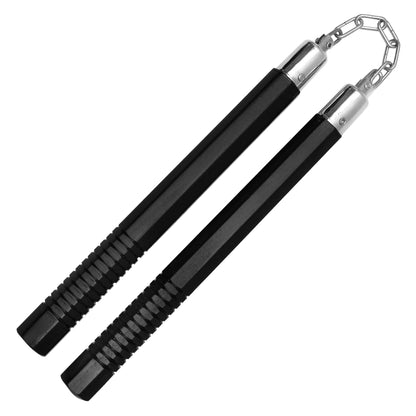 12.25" Black Ridged Wooden Nunchucks