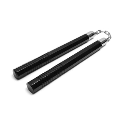 12.25" Black Ridged Wooden Nunchucks