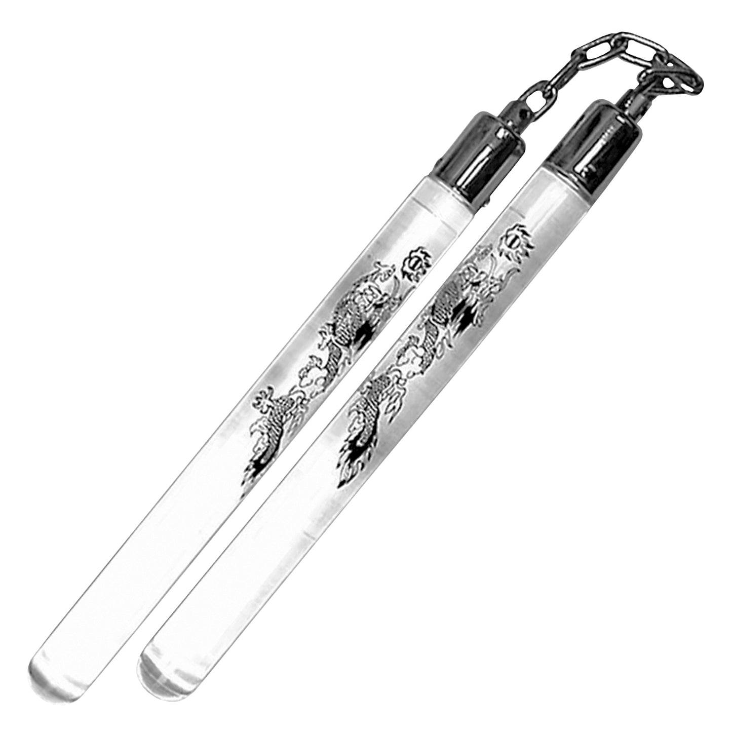12" White Dragon Acrylic Nunchaku | Martial Arts Training Weapon