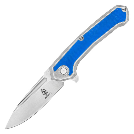 Buckshot Knives - 8" Stonewashed Blue D2 Steel | Ball Bearing Pocket Knife