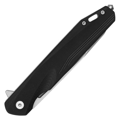 Buckshot Knives - 8.5" Black Slim D2 Tanto | Ball Bearing Pocket Knife