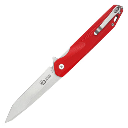 Buckshot Knives - 8.5" Red Slim D2 Tanto | Ball Bearing Pocket Knife