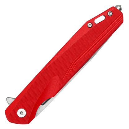Buckshot Knives - 8.5" Red Slim D2 Tanto | Ball Bearing Pocket Knife
