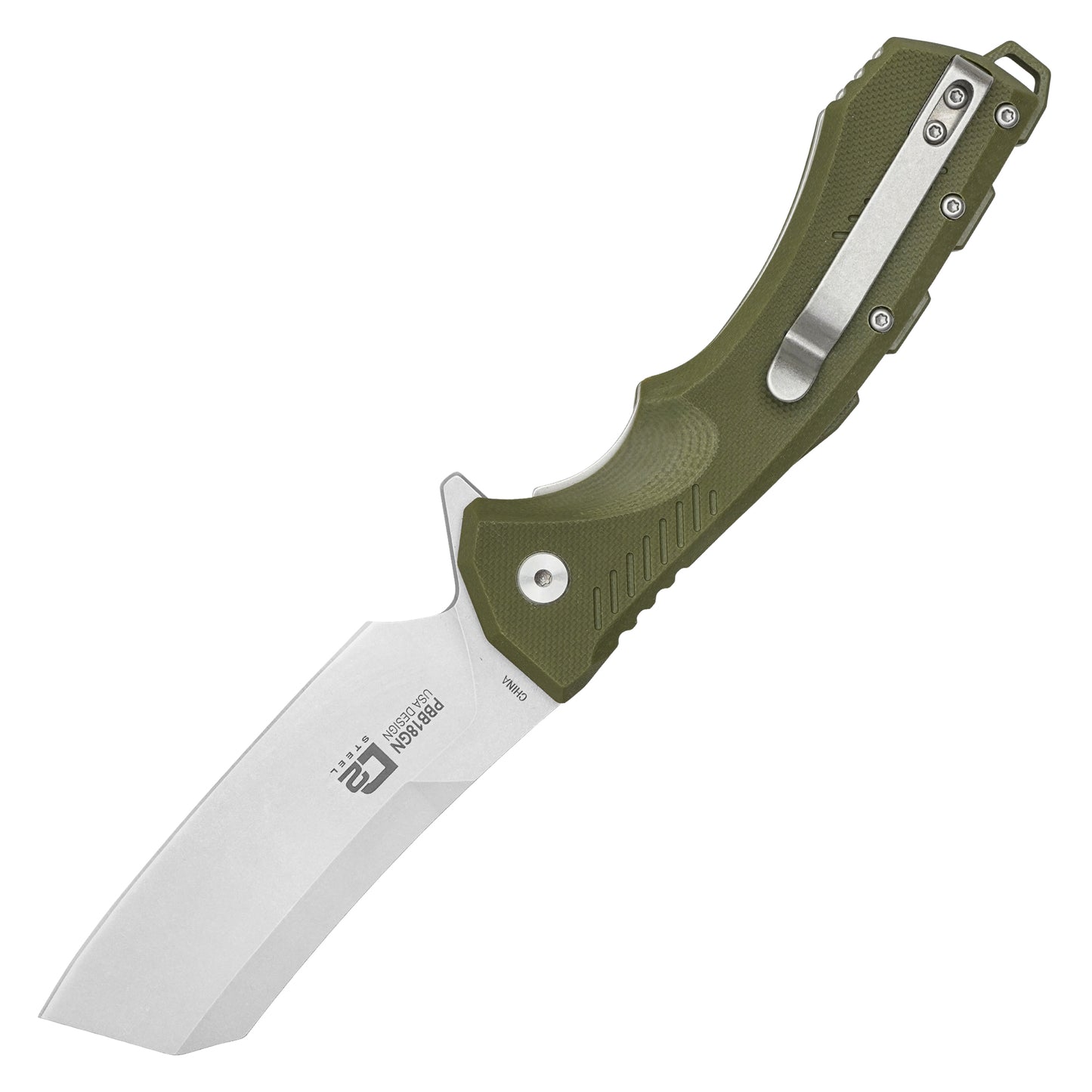 Buckshot Knives - 8.5" Green | D2 Pocket Cleaver Knife