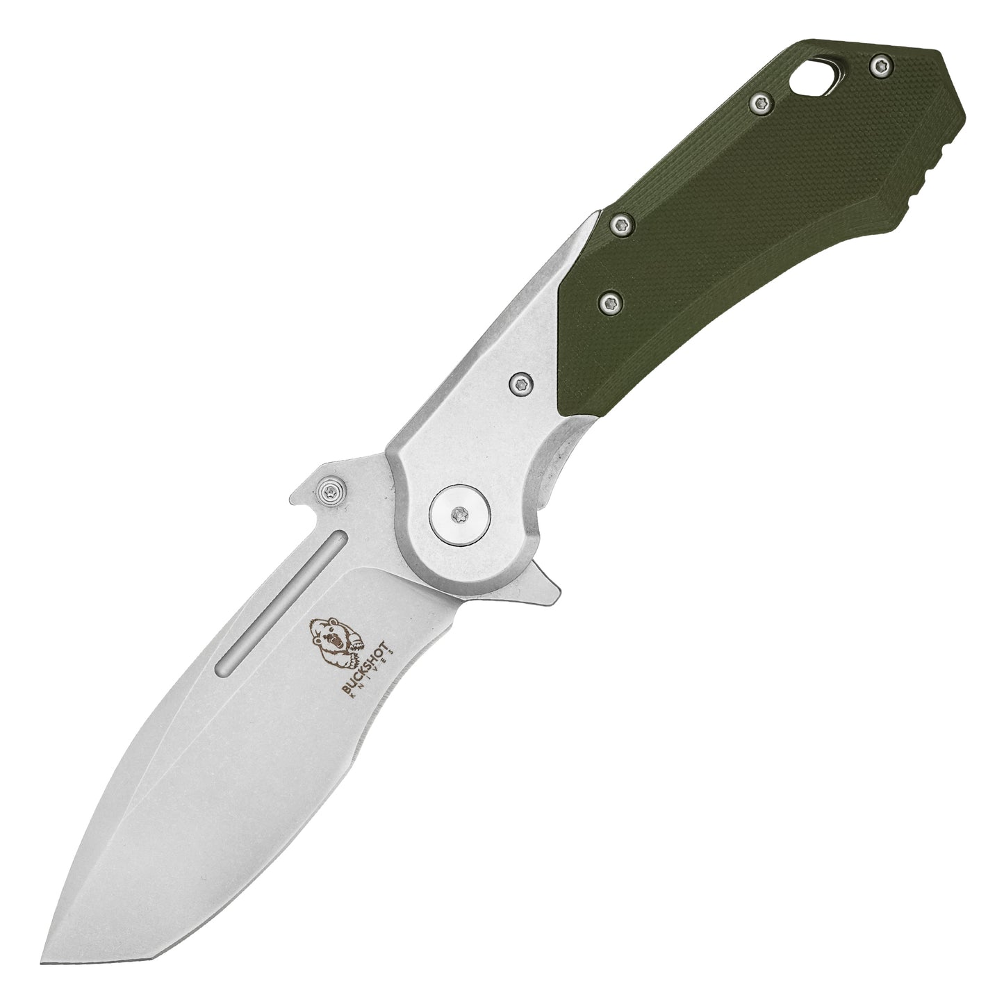 Buckshot Knives - 8.25" Green D2 Drop Point | Ball Bearing Pocket Knife