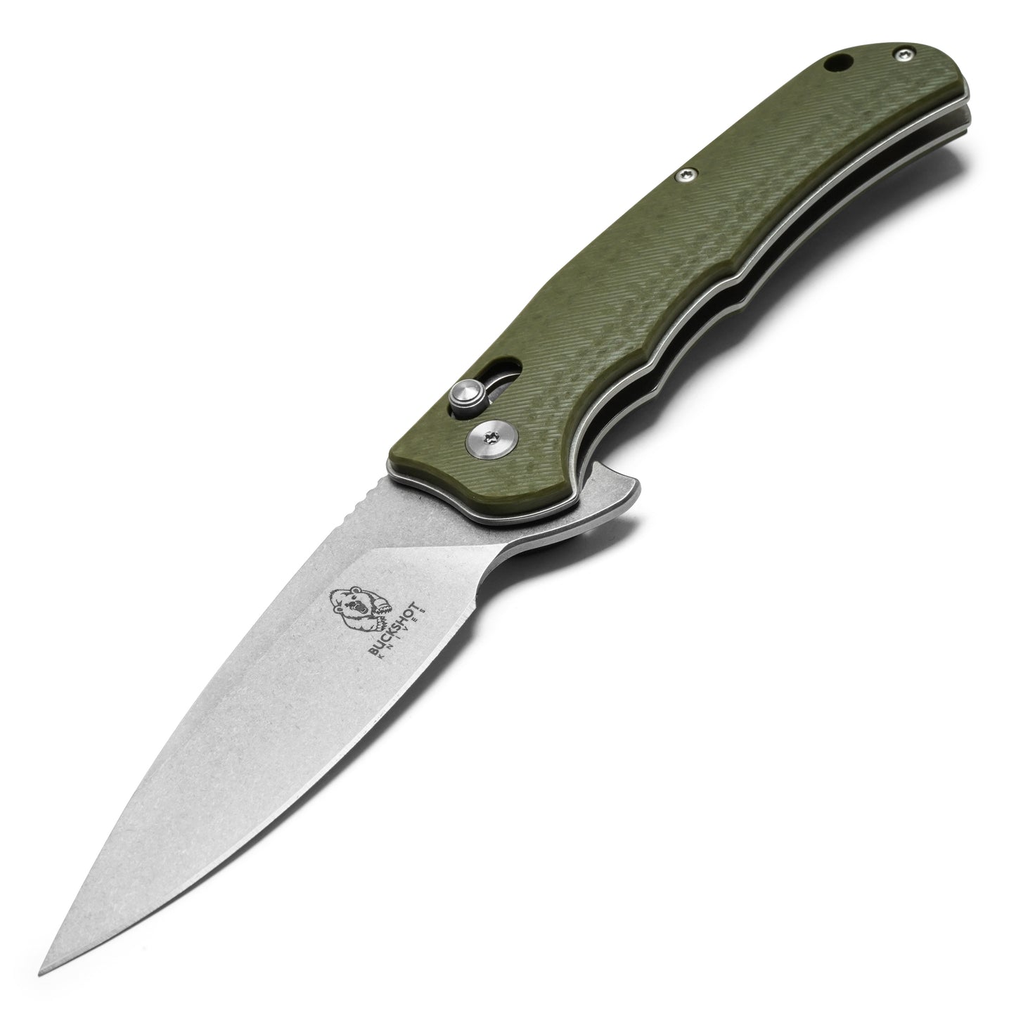 Buckshot Knives - 8.25" Green D2 Drop Point | Ball Bearing Pocket Knife