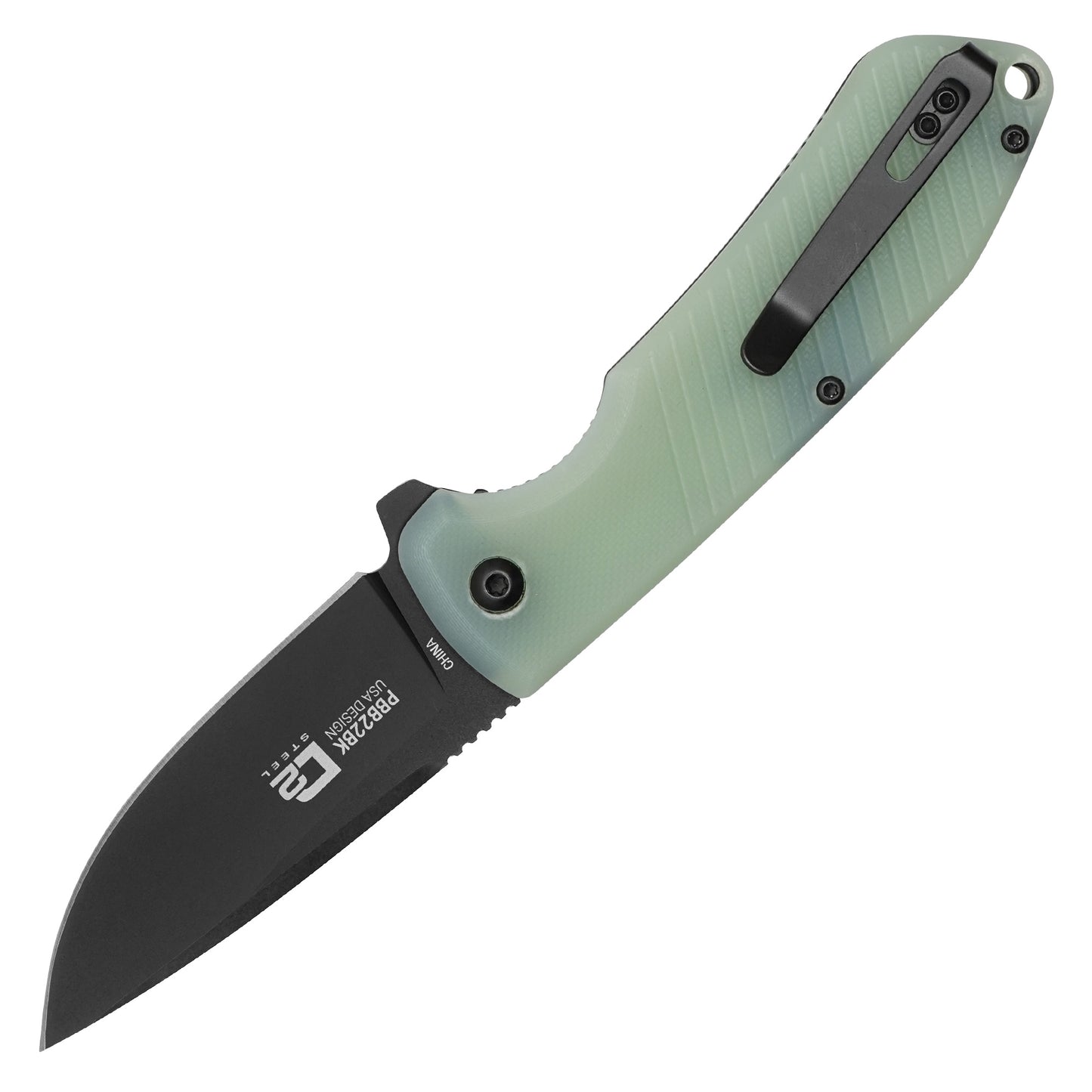 Buckshot Knives - 7.25" Black Translucent D2 Drop Point | Ball Bearing Pocket Knife