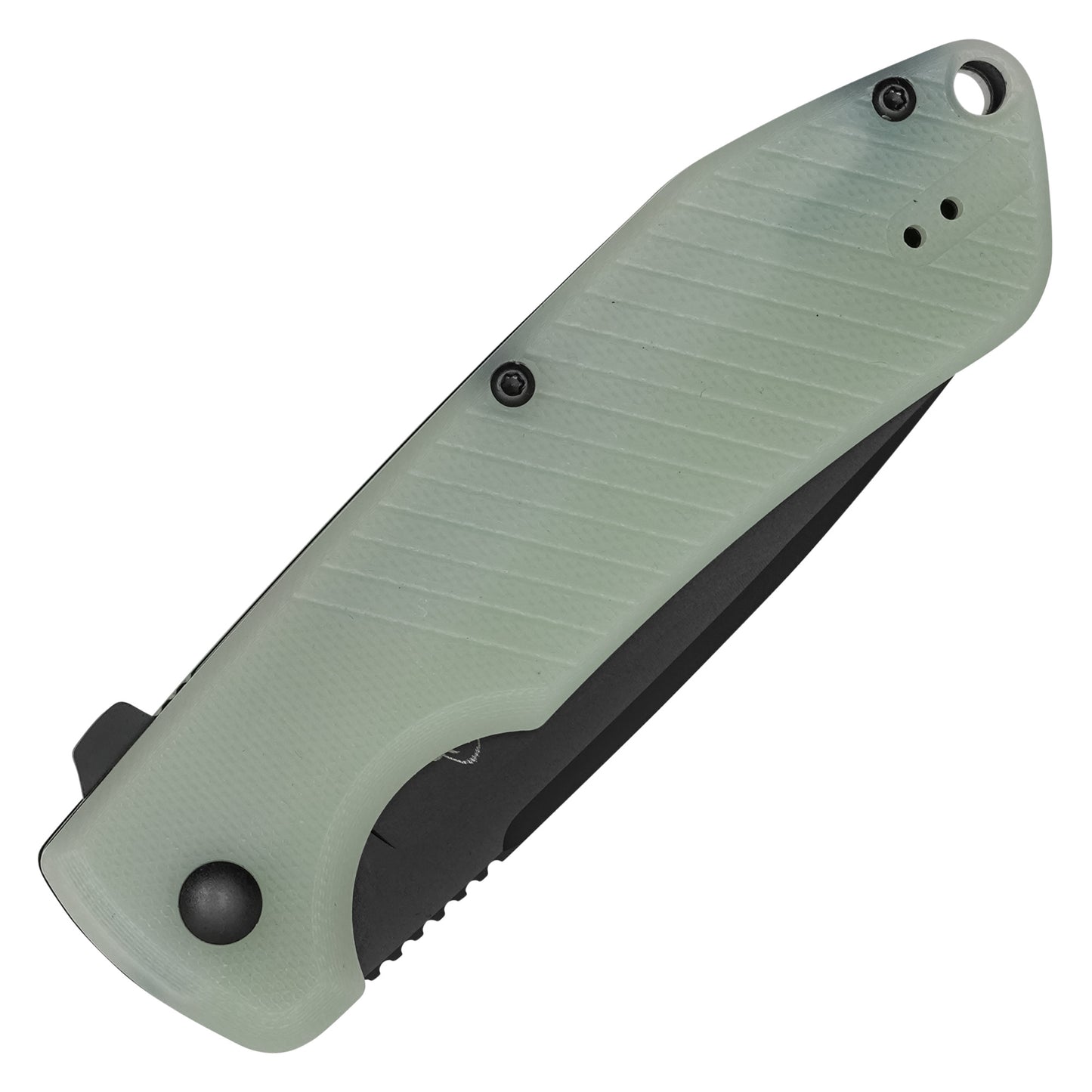 Buckshot Knives - 7.25" Black Translucent D2 Drop Point | Ball Bearing Pocket Knife
