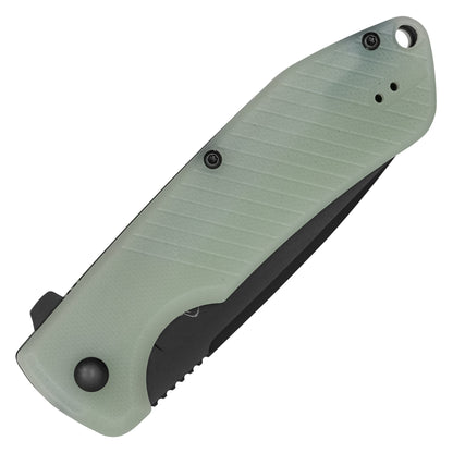Buckshot Knives - 7.25" Black Translucent D2 Drop Point | Ball Bearing Pocket Knife
