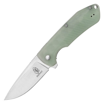 Buckshot Knives - 7.25" Chrome Translucent D2 Drop Point | Ball Bearing Pocket Knife