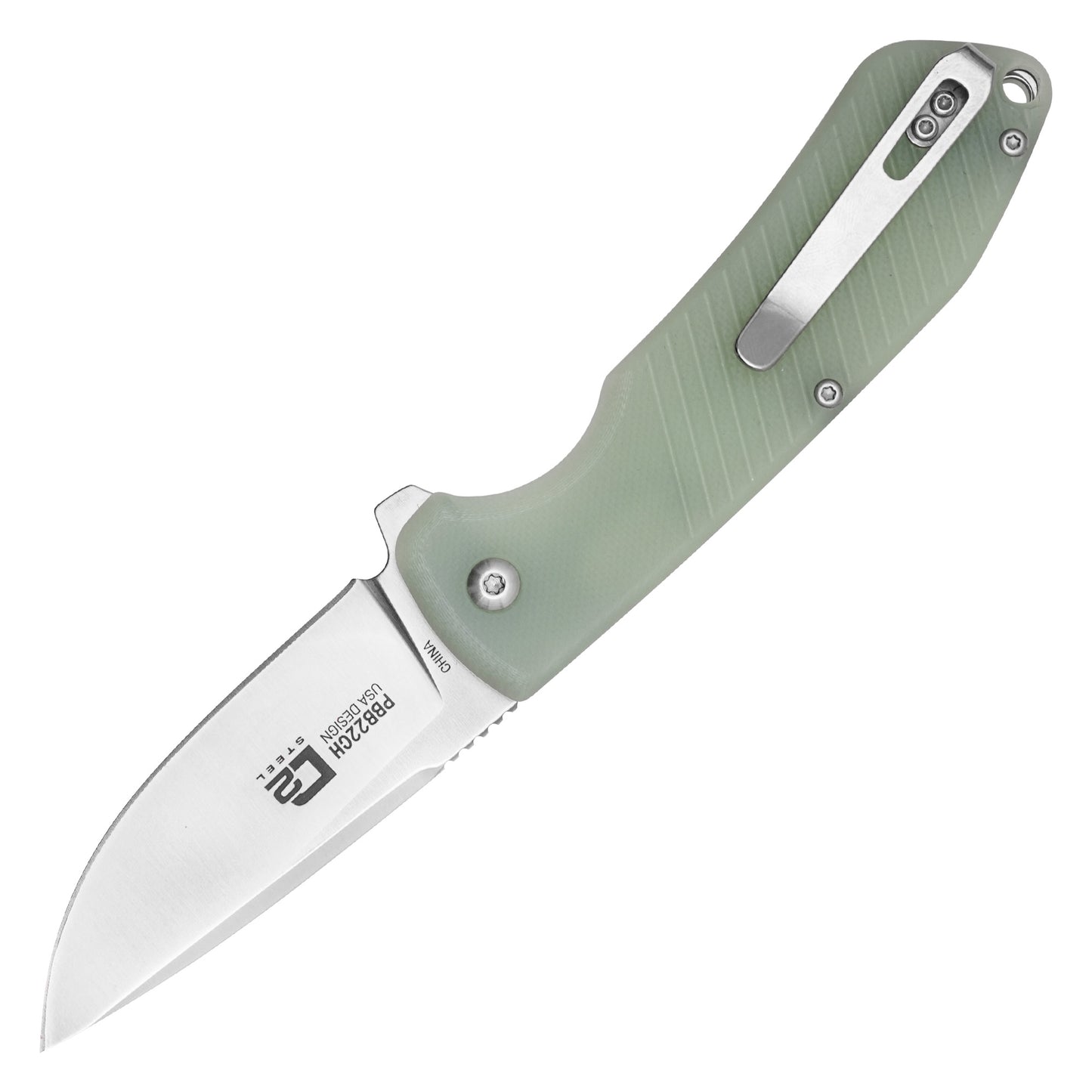 Buckshot Knives - 7.25" Chrome Translucent D2 Drop Point | Ball Bearing Pocket Knife