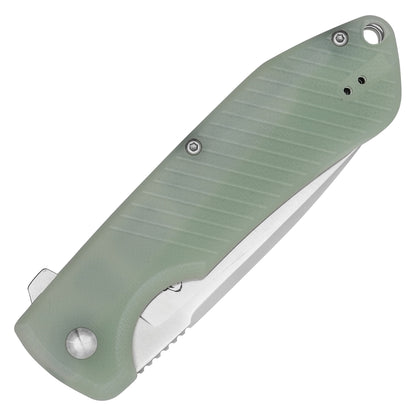 Buckshot Knives - 7.25" Chrome Translucent D2 Drop Point | Ball Bearing Pocket Knife