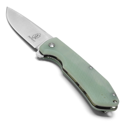 Buckshot Knives - 7.25" Chrome Translucent D2 Drop Point | Ball Bearing Pocket Knife