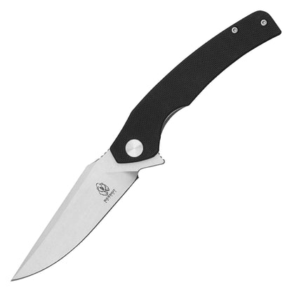 Buckshot Knives - 7.75" Black D2 Drop Point | Ball Bearing Pocket Knife