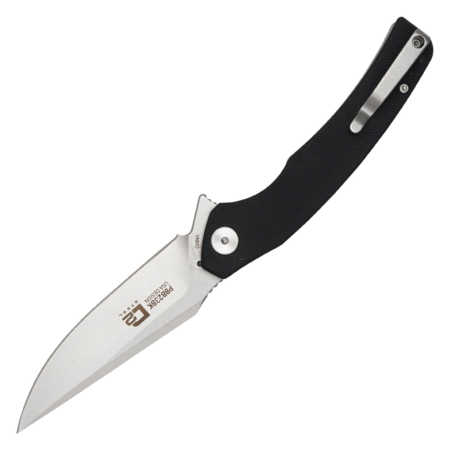Buckshot Knives - 7.75" Black D2 Drop Point | Ball Bearing Pocket Knife