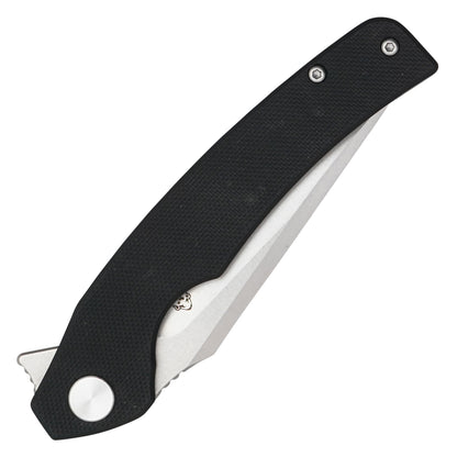 Buckshot Knives - 7.75" Black D2 Drop Point | Ball Bearing Pocket Knife