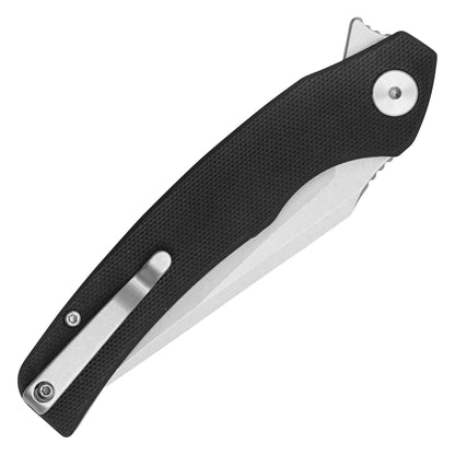 Buckshot Knives - 7.75" Black D2 Drop Point | Ball Bearing Pocket Knife