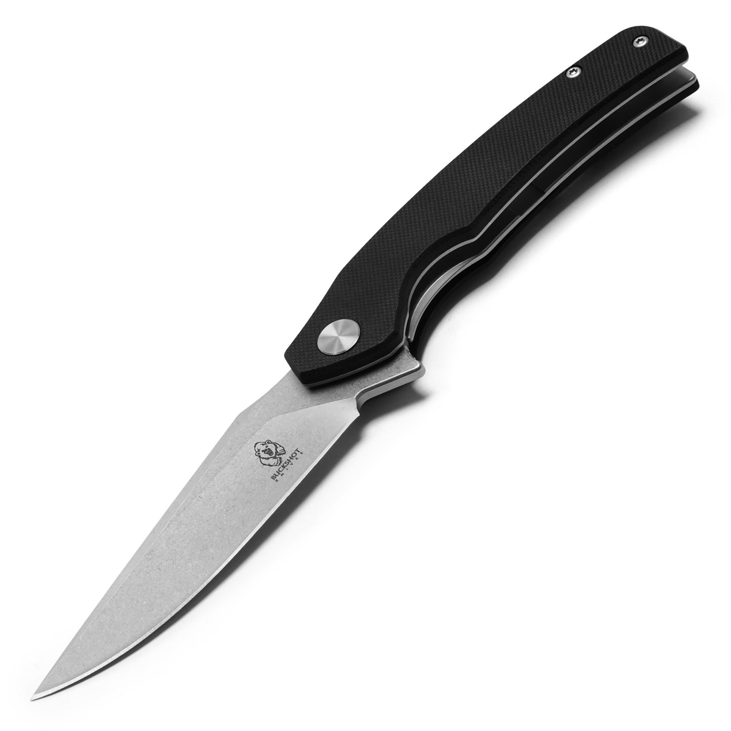 Buckshot Knives - 7.75" Black D2 Drop Point | Ball Bearing Pocket Knife