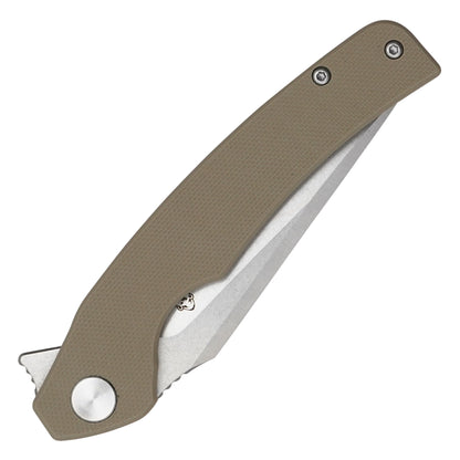 Buckshot Knives - 7.75" Desert Tan D2 Drop Point | Ball Bearing Pocket Knife