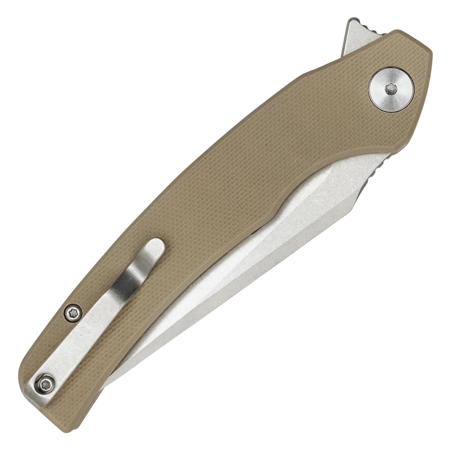 Buckshot Knives - 7.75" Desert Tan D2 Drop Point | Ball Bearing Pocket Knife