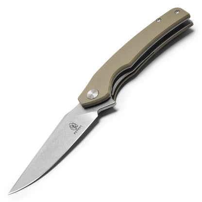 Buckshot Knives - 7.75" Desert Tan D2 Drop Point | Ball Bearing Pocket Knife