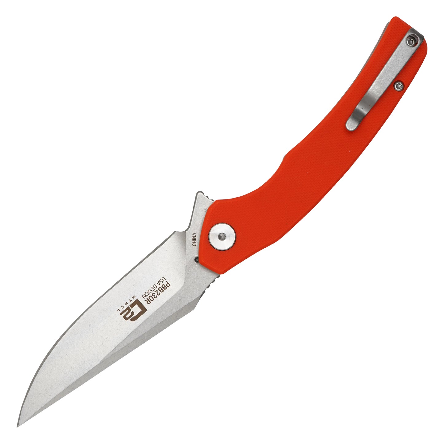 Buckshot Knives - 7.75" Orange D2 Drop Point | Ball Bearing Pocket Knife