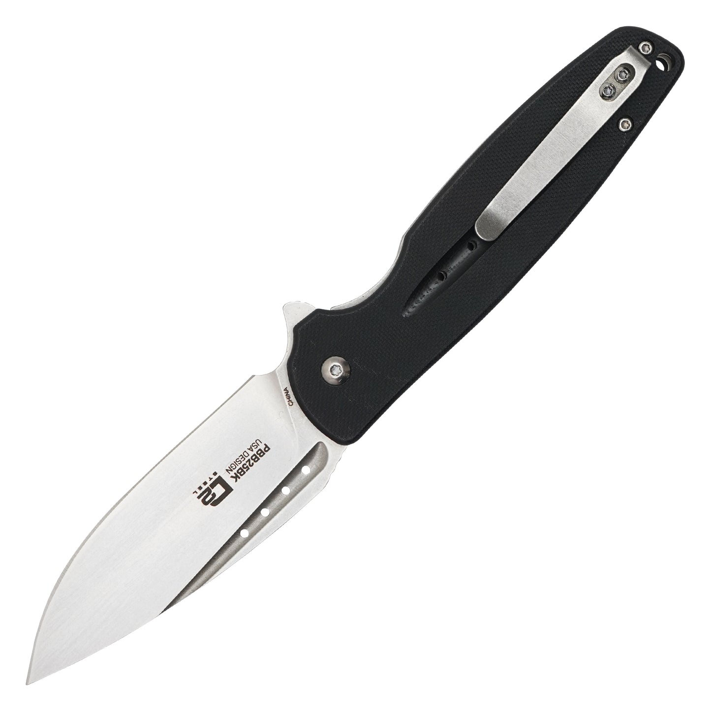 Buckshot Knives - 8.25" Black D2 Drop Point | Ball Bearing Pocket Knife
