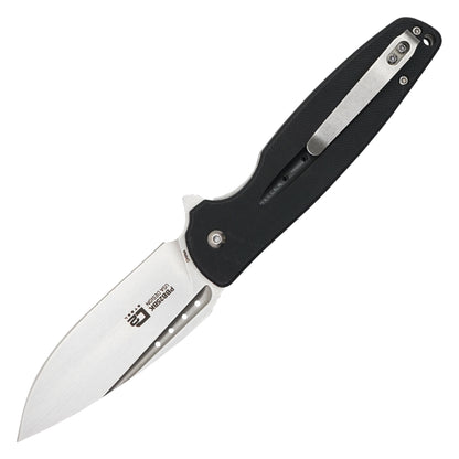 Buckshot Knives - 8.25" Black D2 Drop Point | Ball Bearing Pocket Knife