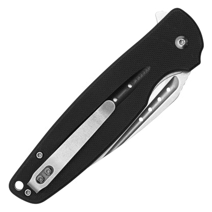Buckshot Knives - 8.25" Black D2 Drop Point | Ball Bearing Pocket Knife
