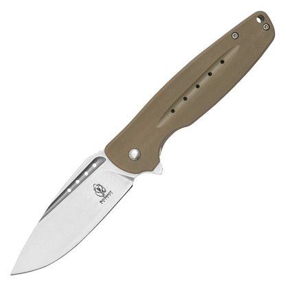Buckshot Knives - 8.25" Desert Tan D2 Drop Point | Ball Bearing Pocket Knife