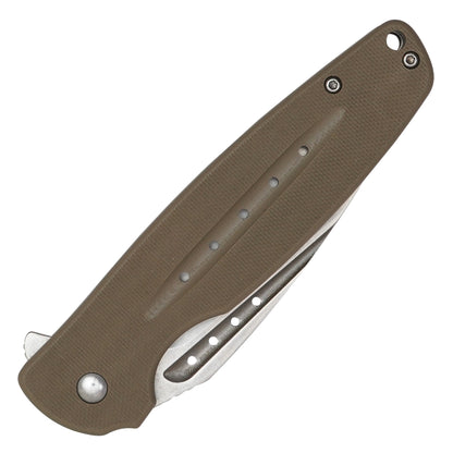 Buckshot Knives - 8.25" Desert Tan D2 Drop Point | Ball Bearing Pocket Knife