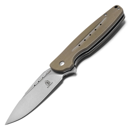 Buckshot Knives - 8.25" Desert Tan D2 Drop Point | Ball Bearing Pocket Knife
