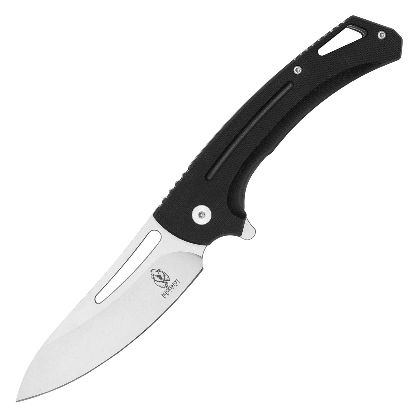 Buckshot Knives - 8.25" Black Perforated D2 | Ball Bearing Pocket Knife