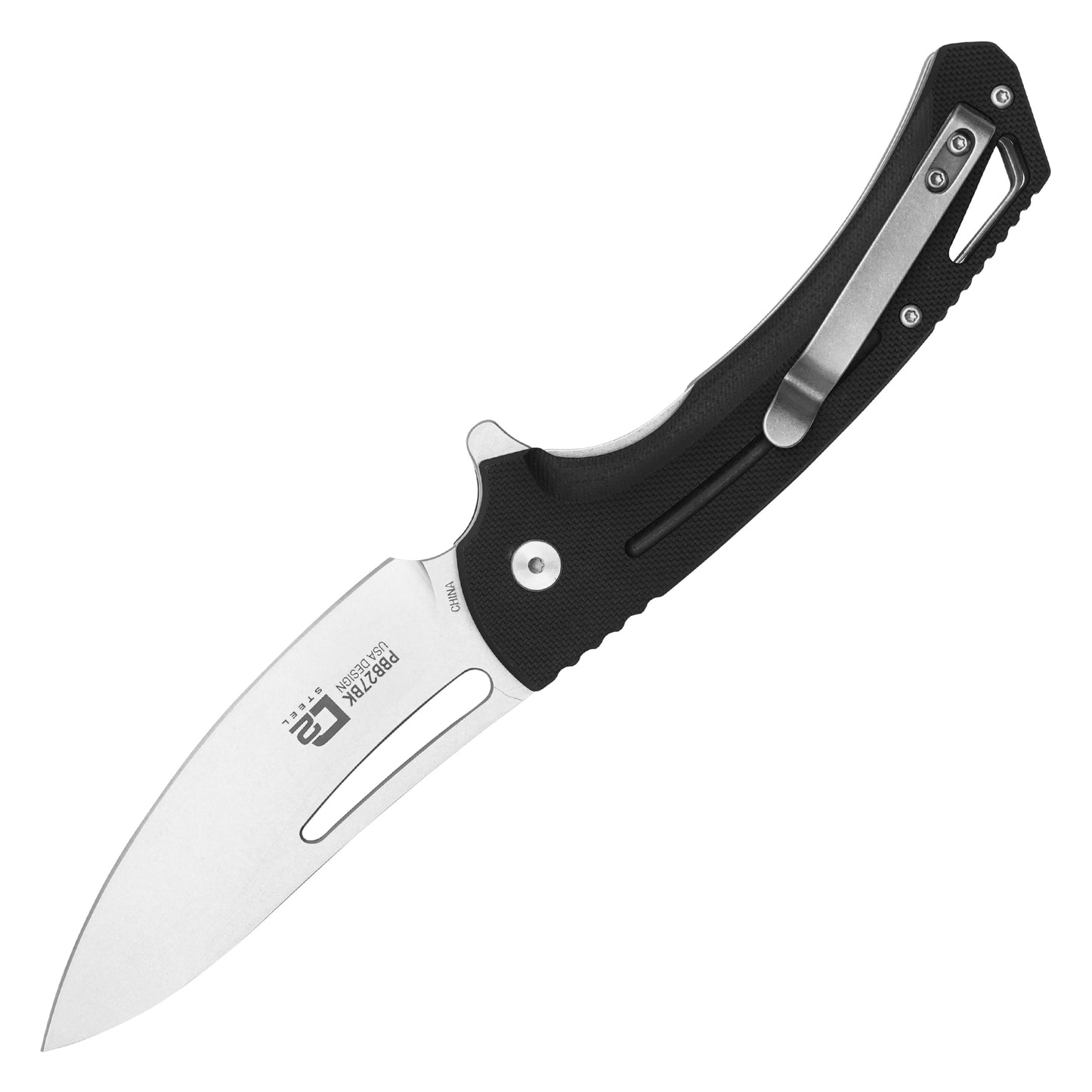 Buckshot Knives - 8.25" Black Perforated D2 | Ball Bearing Pocket Knife