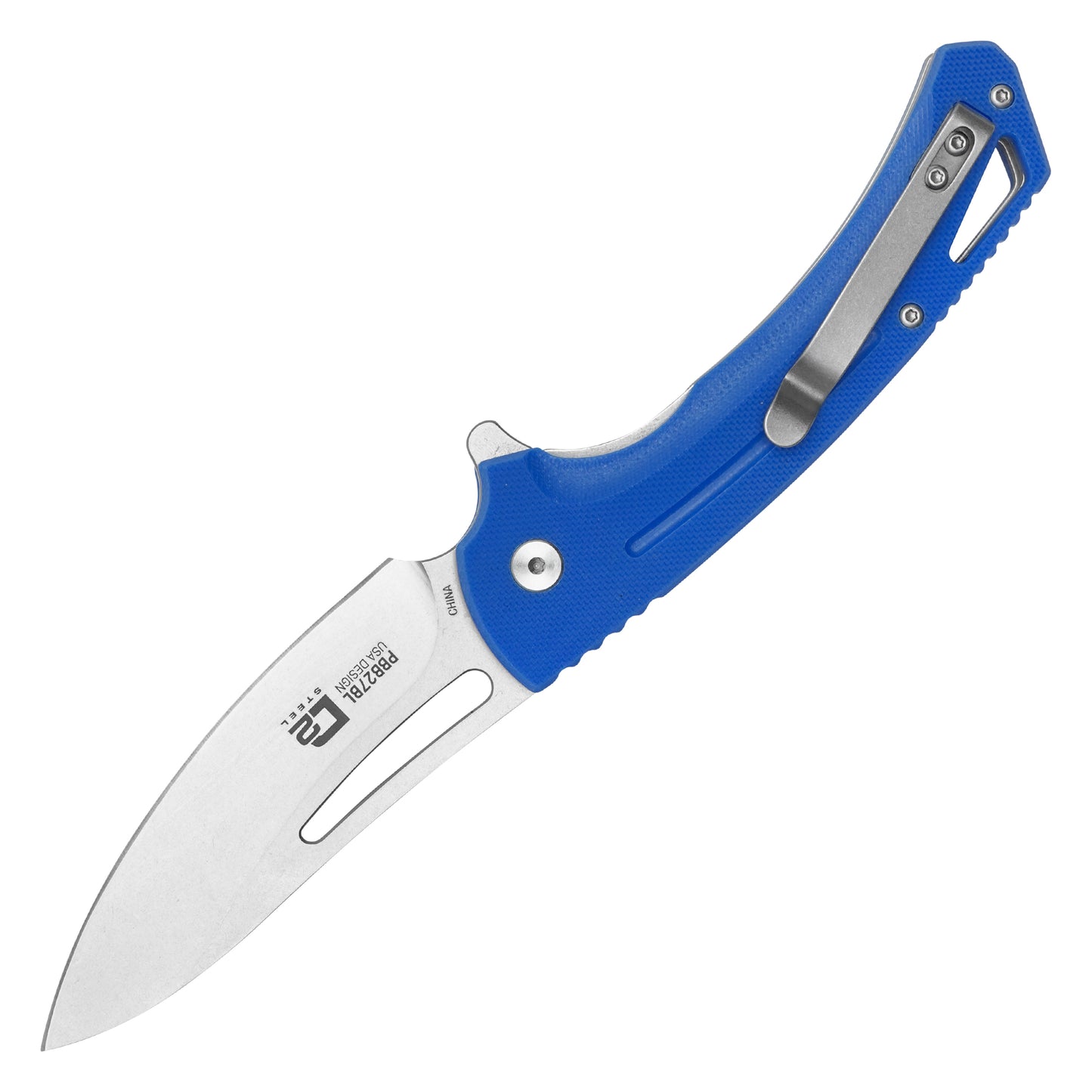 Buckshot Knives - 8.25" Blue Perforated D2 | Ball Bearing Pocket Knife