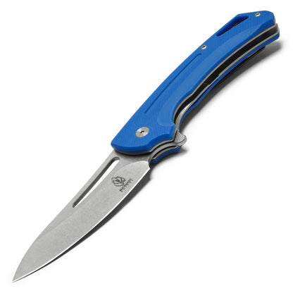 Buckshot Knives - 8.25" Blue Perforated D2 | Ball Bearing Pocket Knife