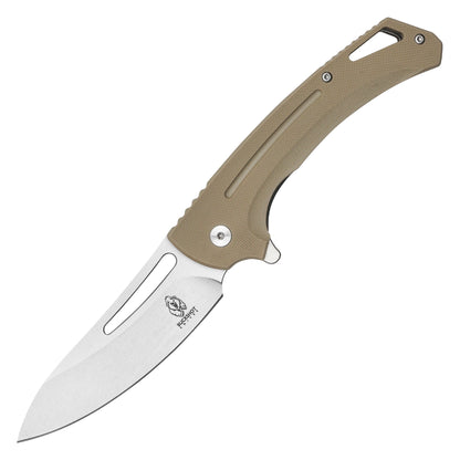 Buckshot Knives - 8.25" Desert Tan Perforated D2 | Ball Bearing Pocket Knife