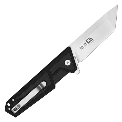 Buckshot  Knives - 8" Black D2 Tanto | Ball Bearing Pocket Knife