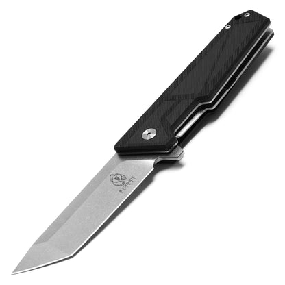 Buckshot  Knives - 8" Black D2 Tanto | Ball Bearing Pocket Knife