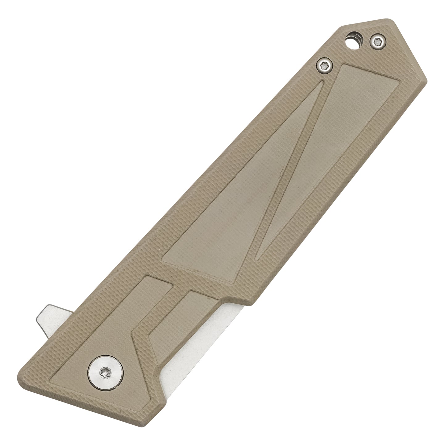 Buckshot Knives - 8" Desert Tan D2 Tanto | Ball Bearing Pocket Knife